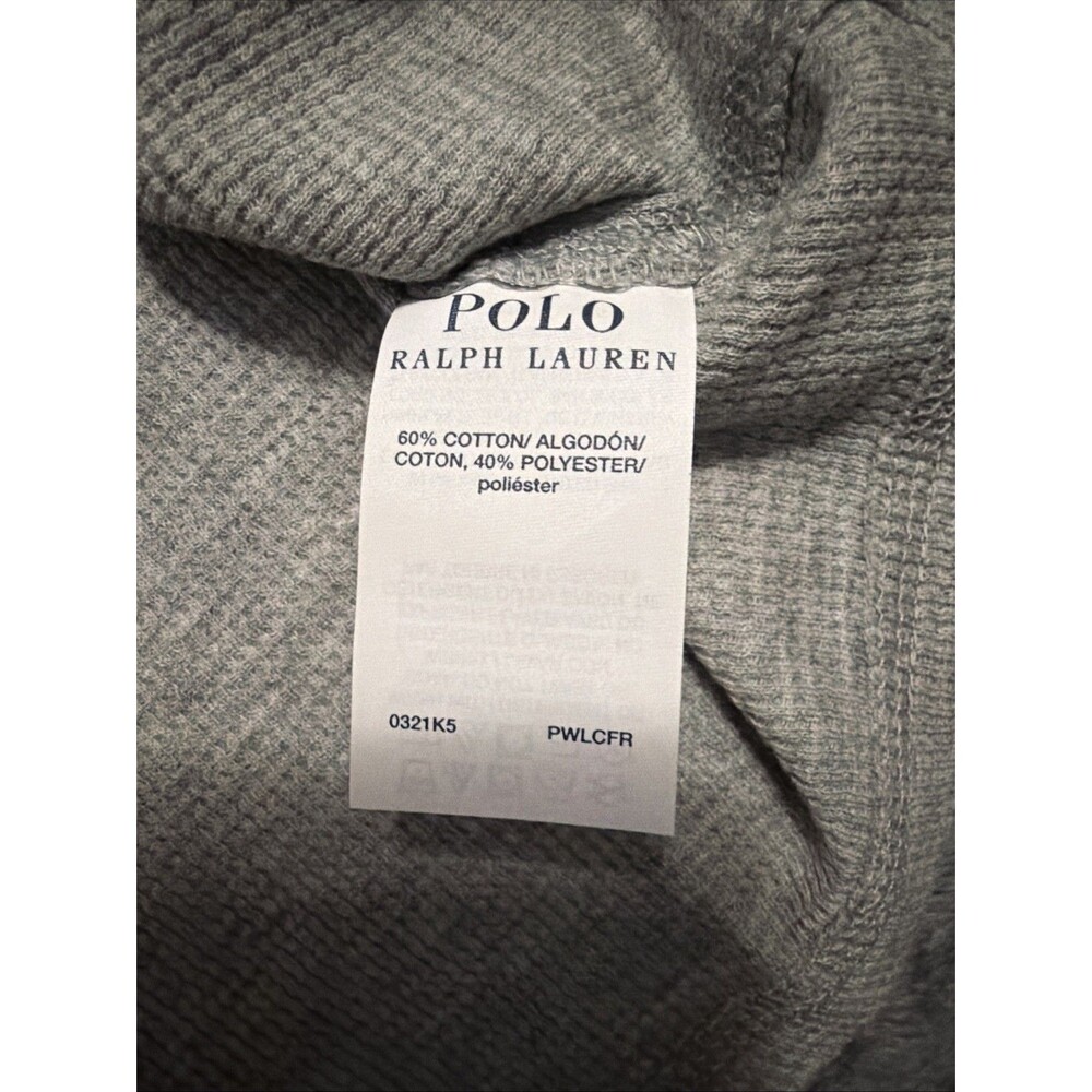 LARGE Mens Polo Ralph Lauren Thermal Waffle Knit Long Sleeve Gray - Picture 7 of 9